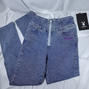 🅽🅴🆆 𝗥𝗔𝗥𝗘 𝐏𝐋𝐀𝐘𝐁𝐎𝐘 denim jeans with purple Playboy logo, girls’ 12
